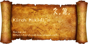Kirch Miklós névjegykártya